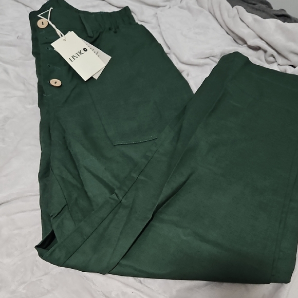 Lintico Pants - NWT Lintico Green Linen Pants